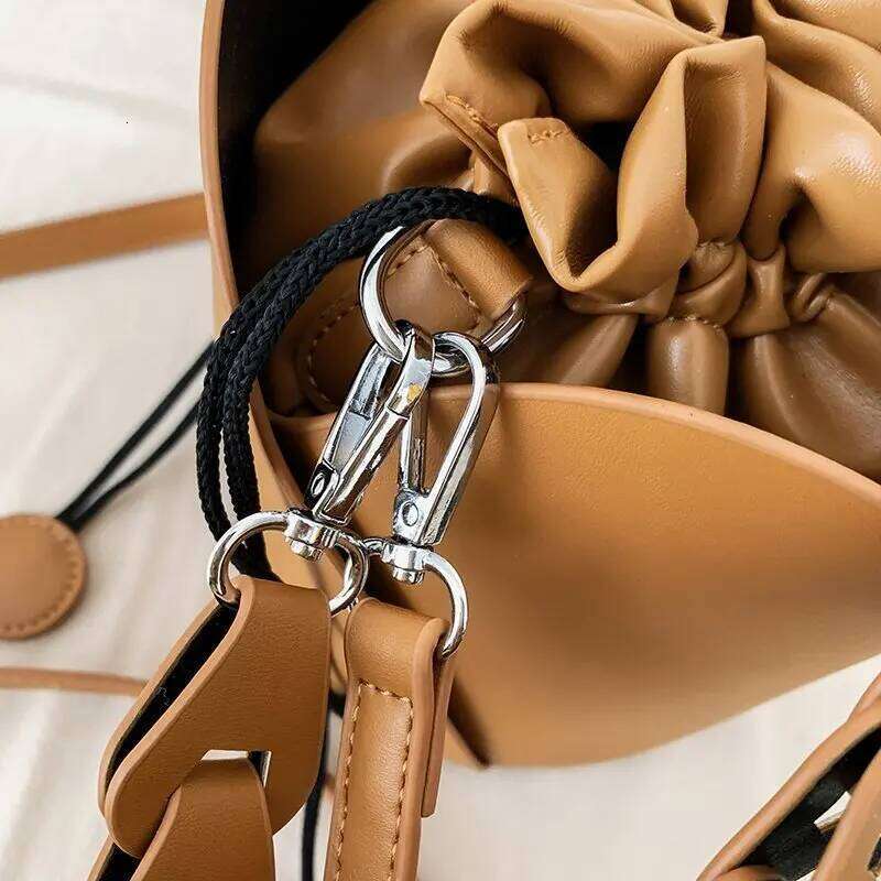 Pure Color Bucket for Ladies Vintage Style Designer Handbags Women Brand Alar Drawstring Tote Bags Bolsa Feminina