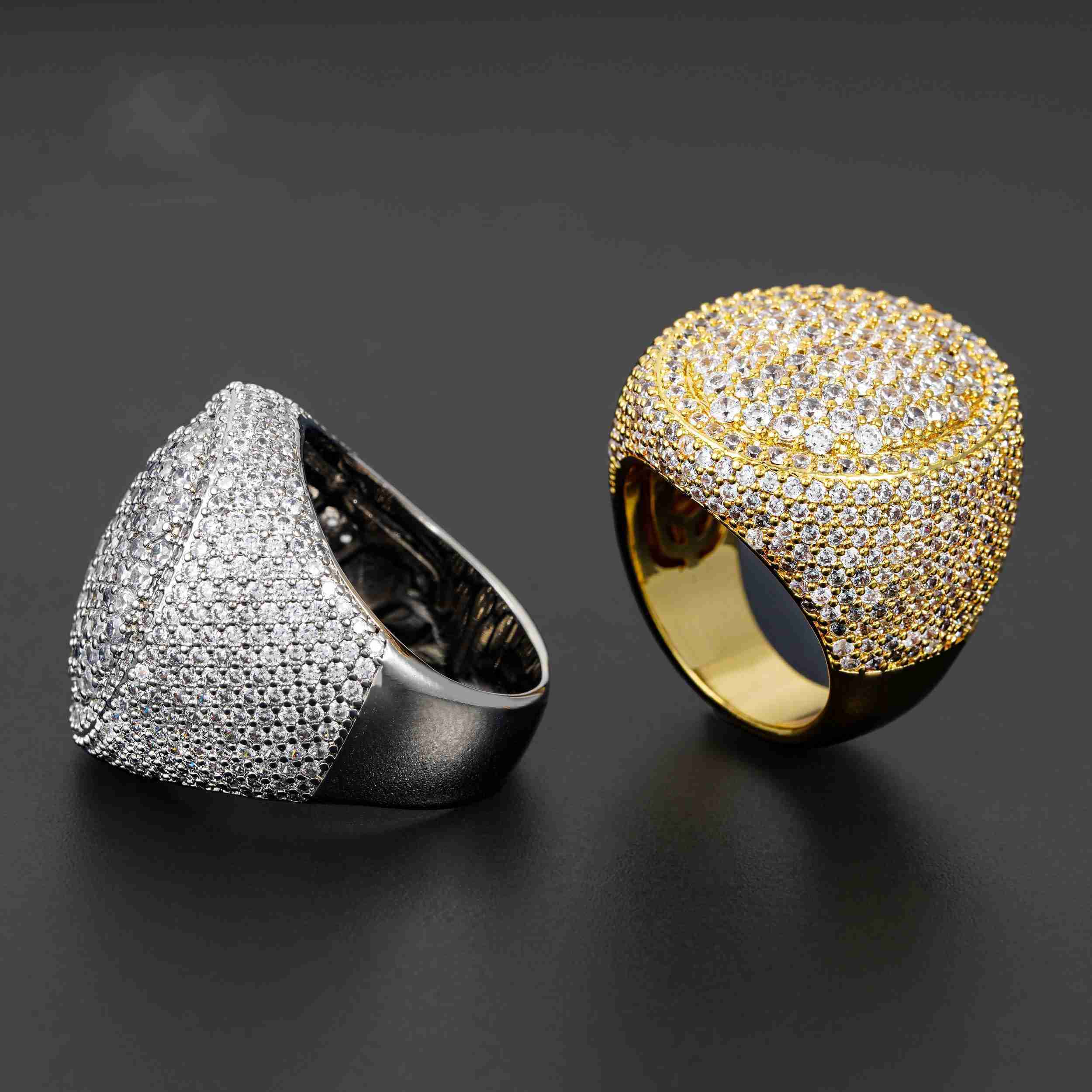 18k Gold Plated Icy Rings Oval Shape Moissanite Diamond Men Hip Hop Rings Cheap Price Hip Hop Jewelry