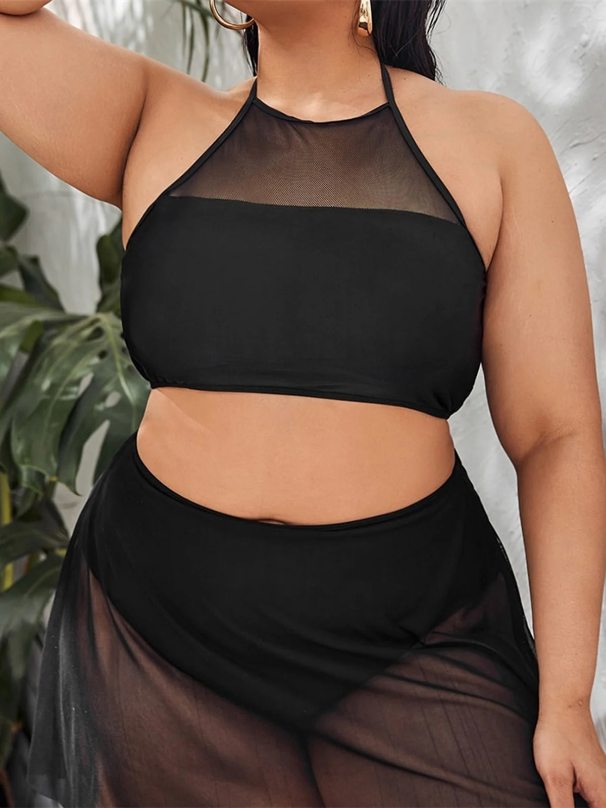 0XL 4XL Halter Bikini Large Size Swimwear Plus Women Swimsuit Female Twopieces set Bather Bathing Suit Swim K6701 250528Z