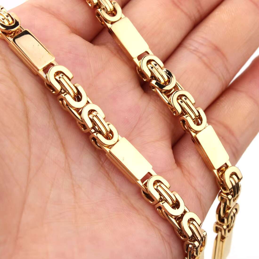 18K Gold Plating Figaro Chain Mens Stainless Steel Italian Solid Necklace Bracelet Set