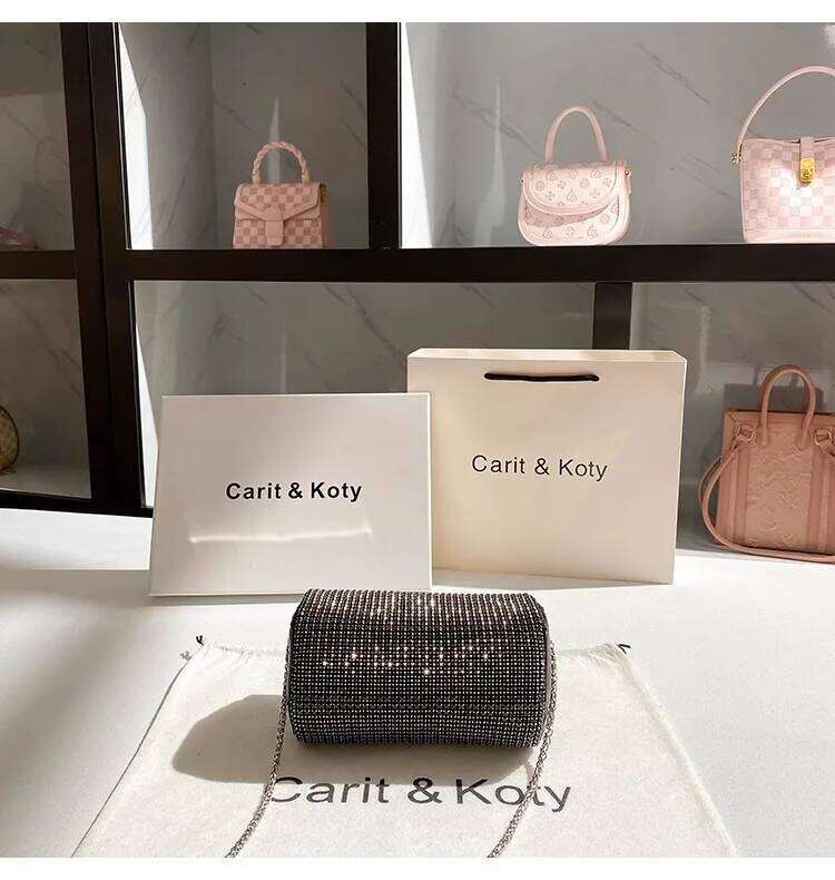 Glitter Shiny Clutch Purse For Wedding Party Crystal Rhinestones Dia Evening Women's Handbag Shoulder Chain Bag
