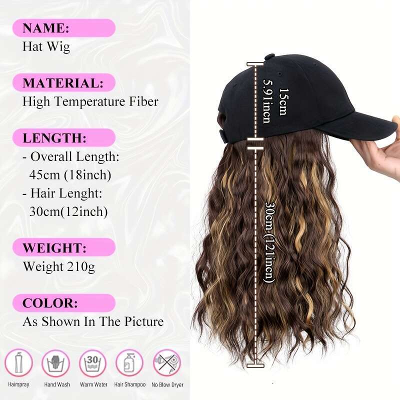 Women's Black Synthetic, Long Wavy Hair Extensions, Heat Resistant Fiber, Daily Wear, Cosplay and Wedding, Cap