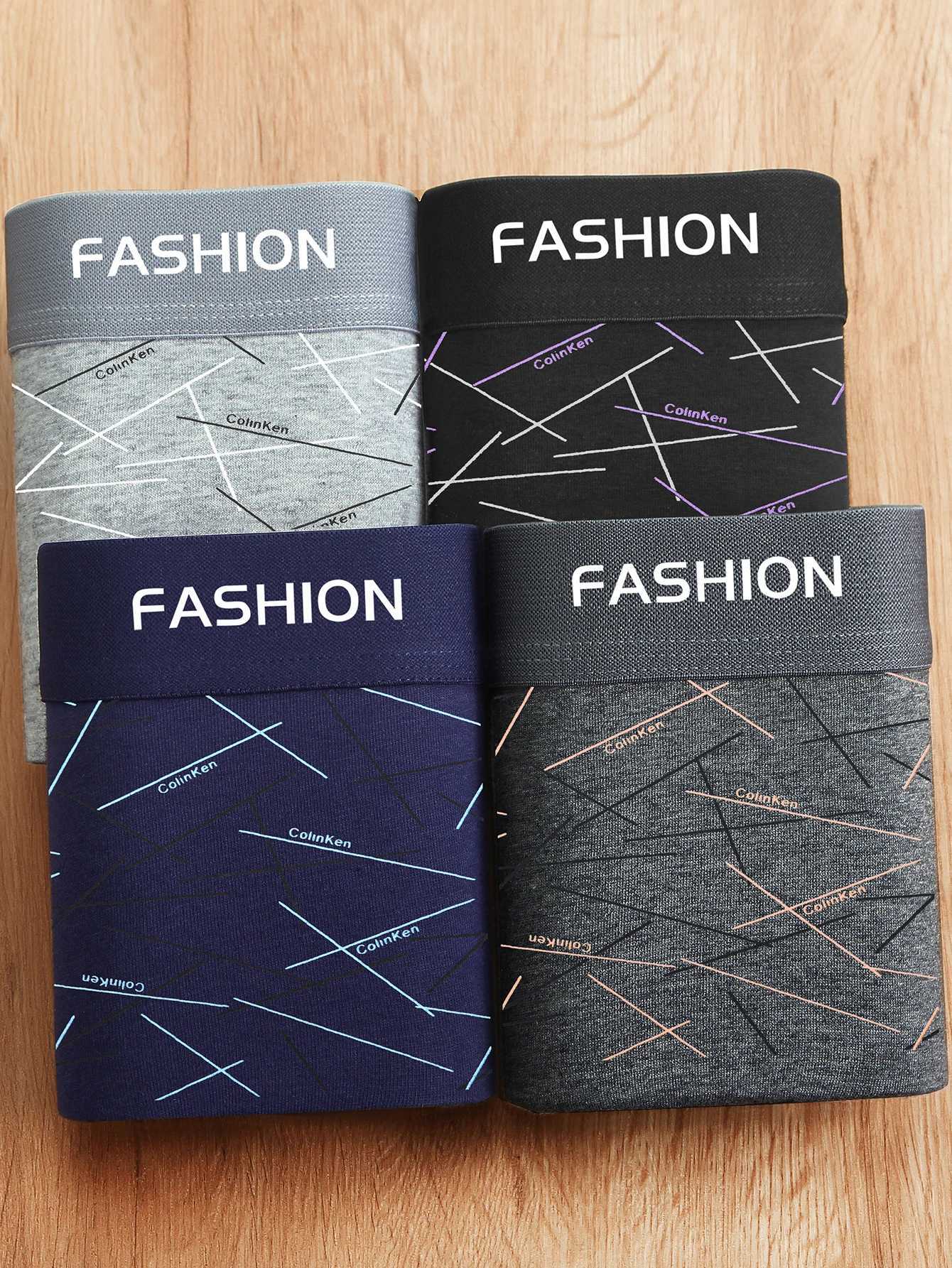 4 pieces of mens underwear line length boxer briefs comfortable and fashionable style mens boxer underwear W250603