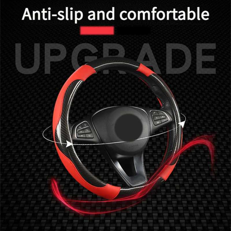 Pu Carbon Fiber Leather Steering Wheel Cover Anti-slip Fashion Wear-Resistant General Motors R250603