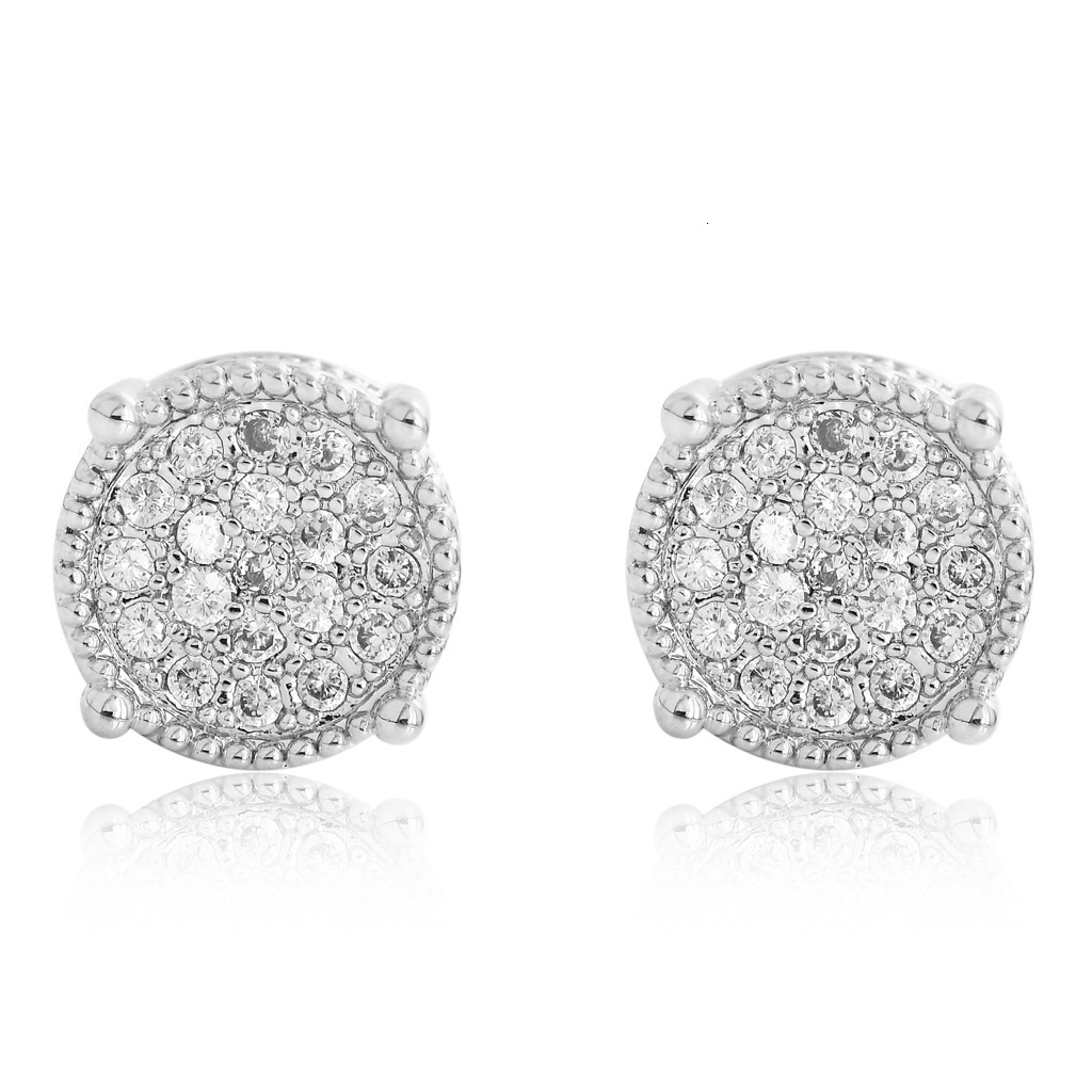 Hip hop Earrings S925 Silver Earrings micro inlaid Moissanite round two-color hip hop Earrings earcap Mozambique earrings