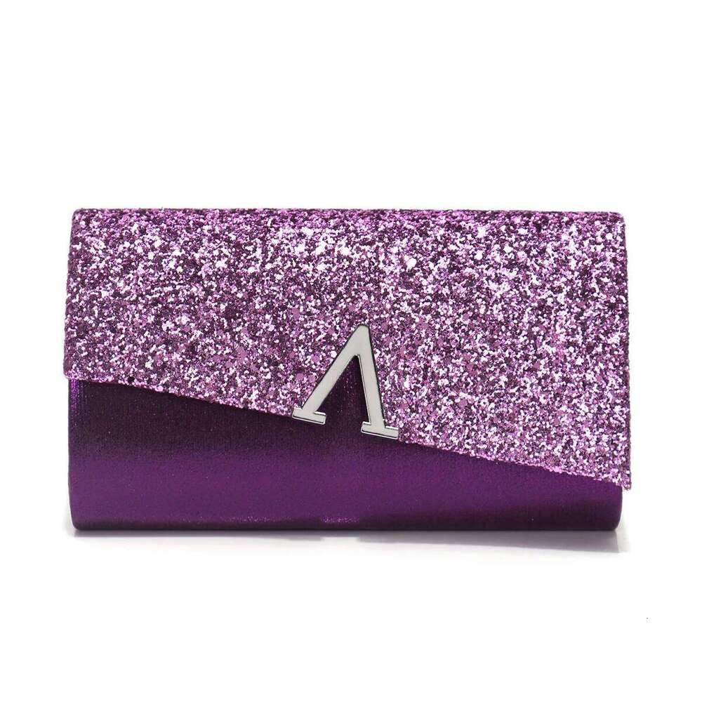 Chain V Metal Glamorous Design Evening Bags Envelope Shaped Sequins Handbags For Prom Dinner Wedding Banquet Purse