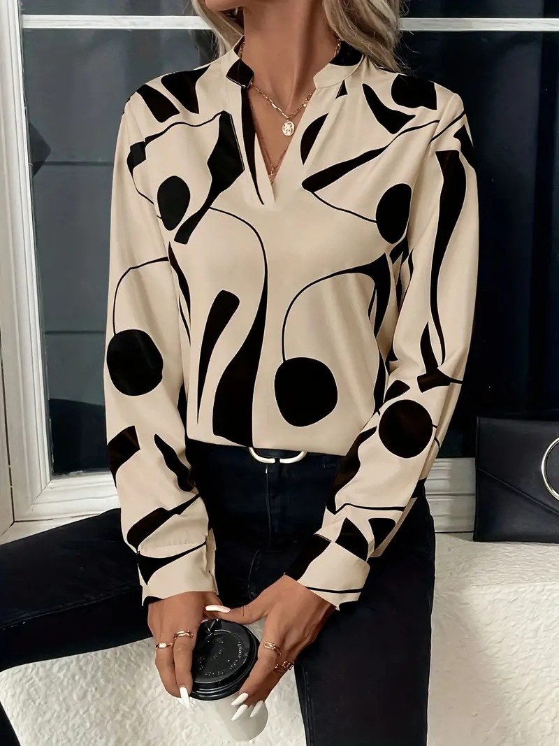 women's wear 2024 Women's New Tops Geometric Print Shirt