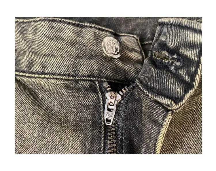 Mens New Button Zipper Pocket Straight Loose Five-point Casual Wash Retro Yellow Mud Ripped Denim Shorts T250603