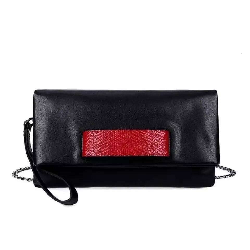 Serpentine Pattern Women Genuine Leather Clutch Bag Patchwork Ladies Chain Cowhide Shoulder Or Crossbody Bags