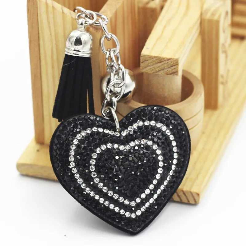 Gorgeous Red Rhinestone - Encrusted Heart Keychain with Stylish Tassel XJ250602