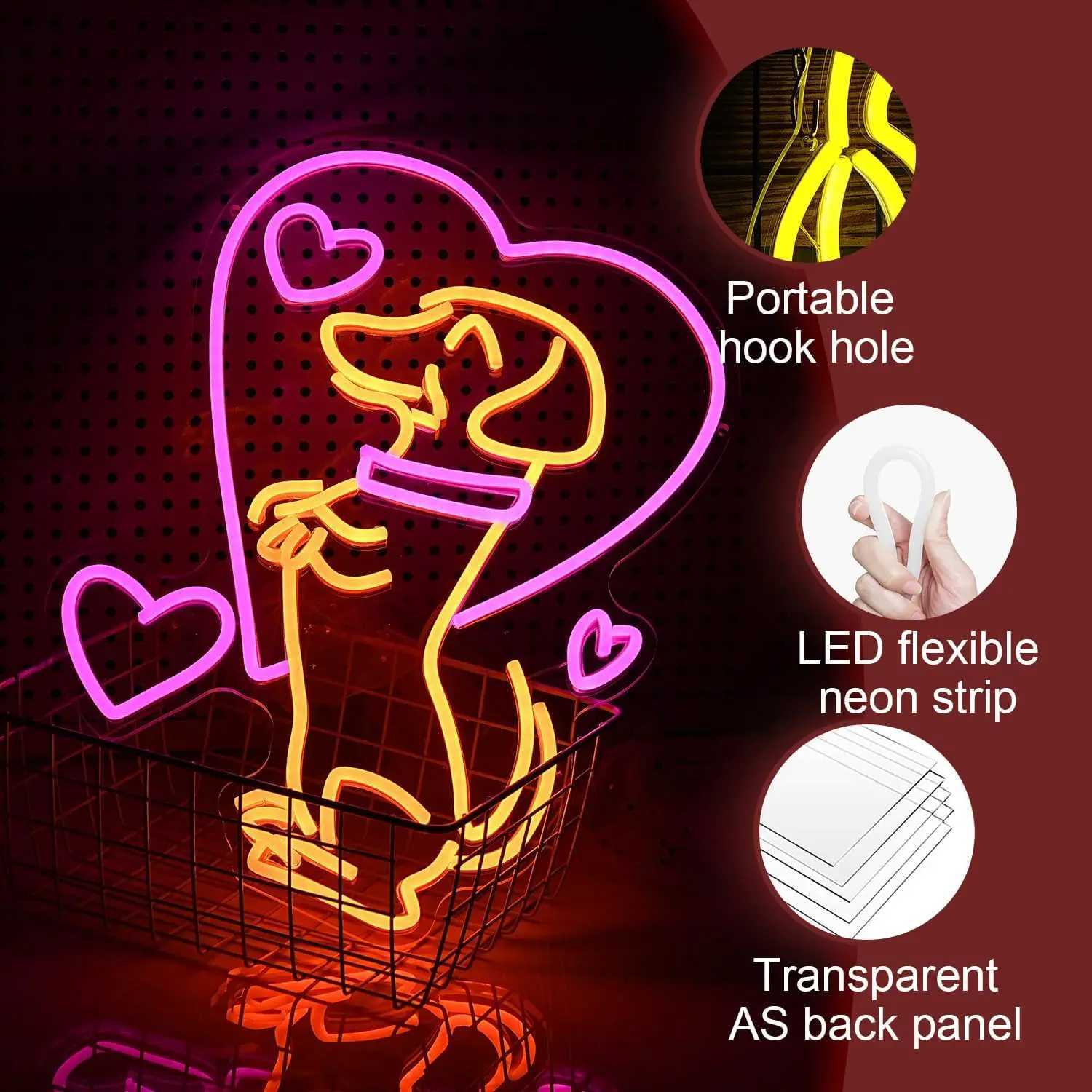 Animal Love Dog Neon Light Sign Puppy Dimmable LED Neon Sign For Wall Decor Room Party Pet Shop Bedroom Decor Birthday Art Gift XJ250602