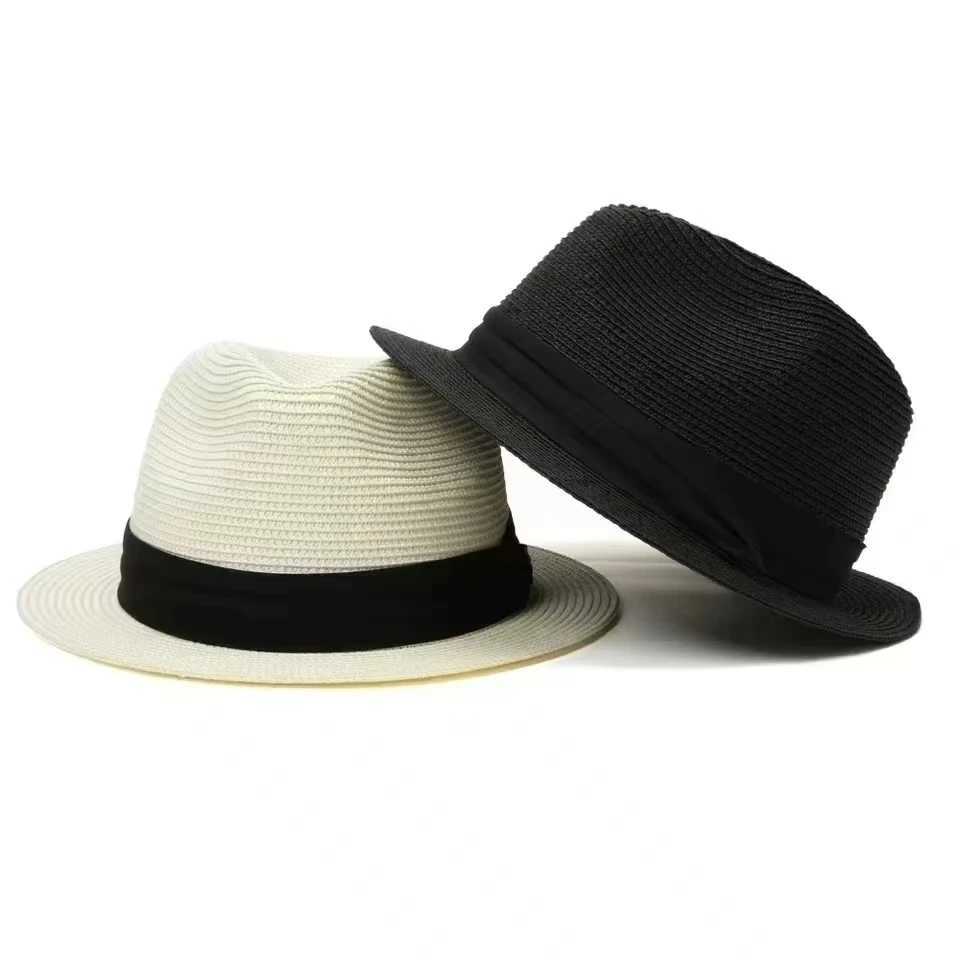 60cm Summer Fedora Short Brim Straw Hat for Men and Women Big Size Big Head Trilby Hats W250602
