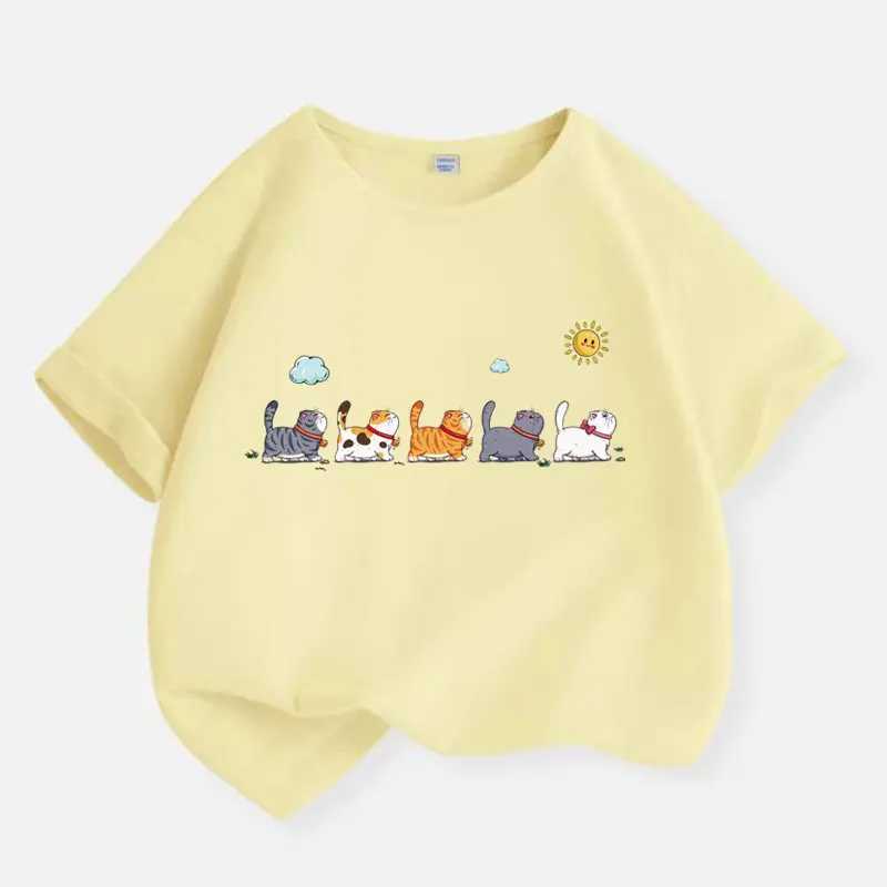 The Cat Family T-shirt for Boys Cotton Kids T Shirt Cartoon Children Casual Clothes Teen Baby Boy Summer Tops 6 8 10 12 Years T250603