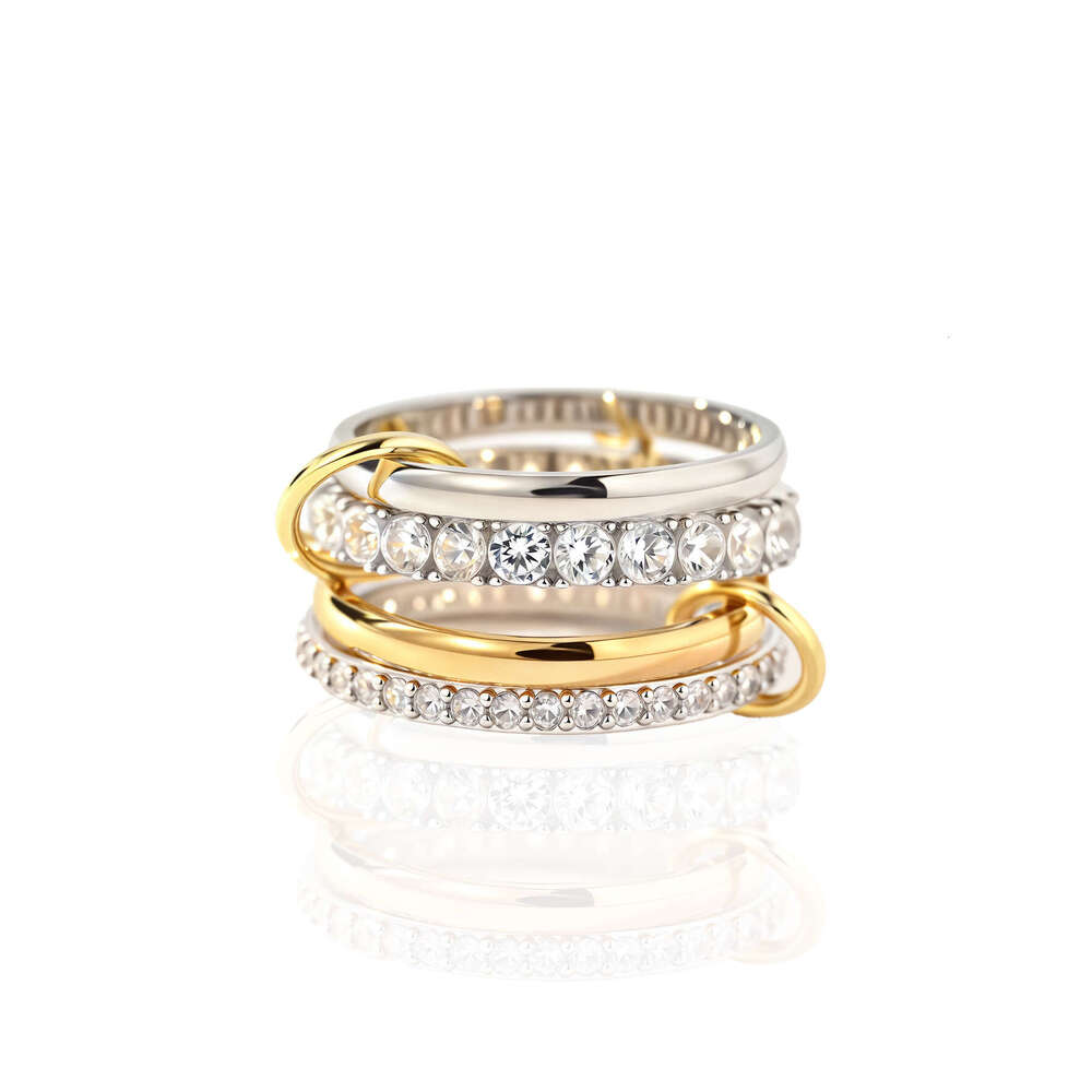 Interlocking Full Diamond Micro Paved Zircon Stacking Rings Special Jewelry Panyu Quality