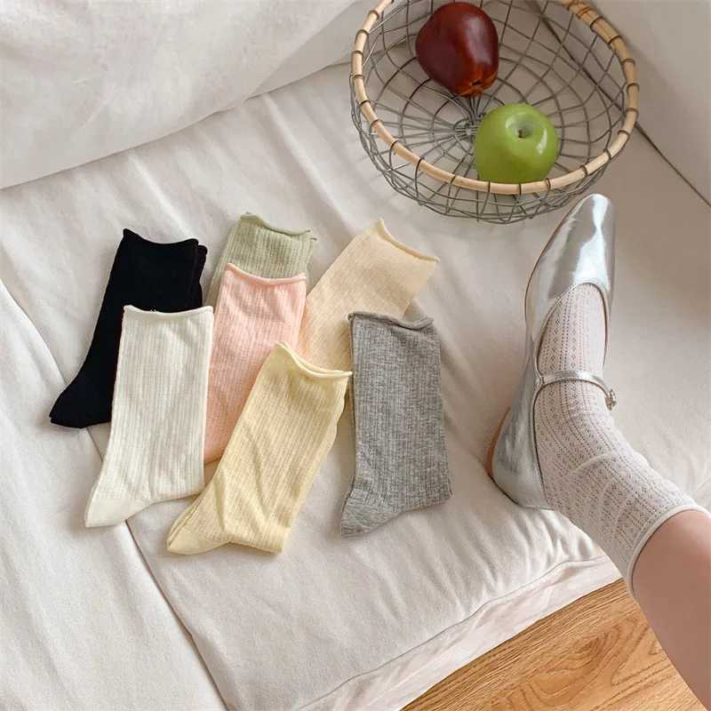 4 Pairs Socks For Women Thin Summer New Candy Color Hollow Out Loose Socks Womens Casual Basic Sweet Girls Fashion Long SocksT250602