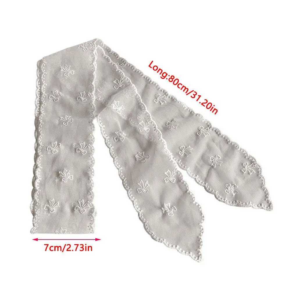 Vintage Lace Hair Scarf Summer Sweet Bow Headband Elegant Ribbon Decor Hair Band Long Narrow Neckscarf Fashion Decorative Scarf W250602