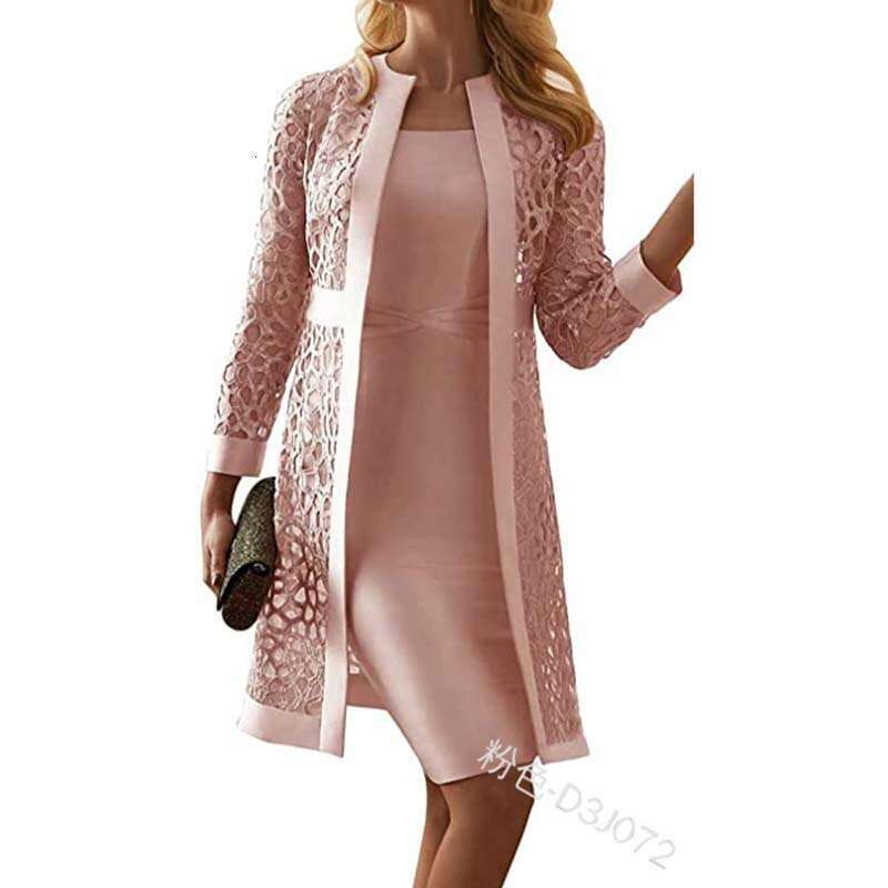 New Women's Fashion Lace Cardigan Dress Two-Piece Set B5