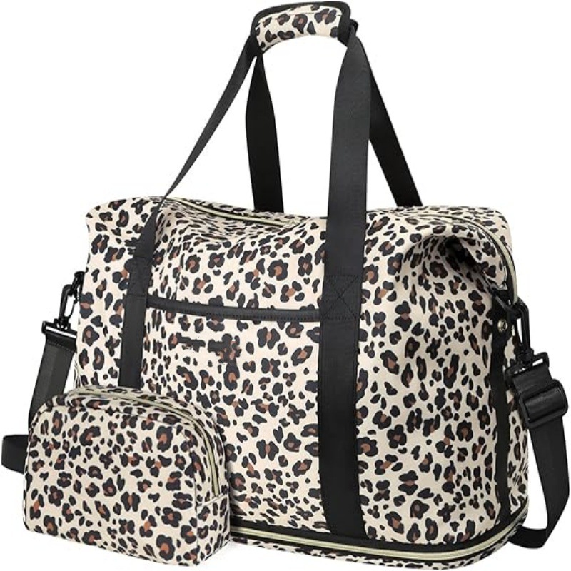 New Sports Bag with Dry and Wet Separation, Floral Pattern Women's Handheld Travel Bag, Large Capacity