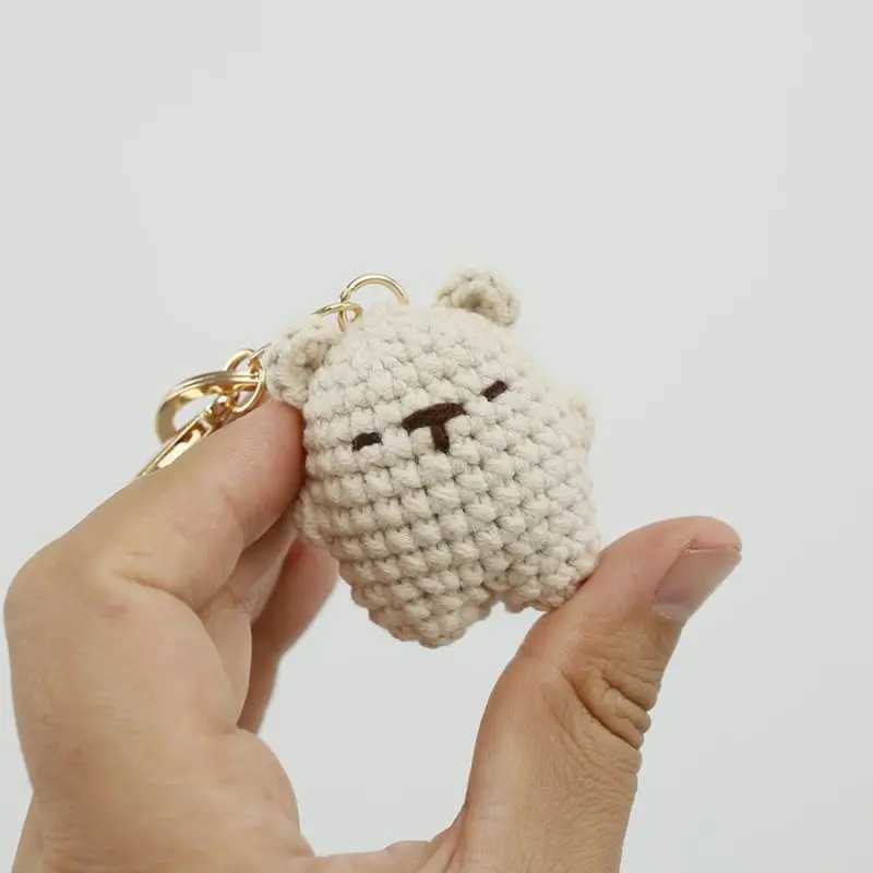 Cute Small Bear Couple Keychains Unique Knitting Cartoon Doll Funny Keyrings For Two Kawaii Crochet Keychain Keys Bag PendantXJ250602