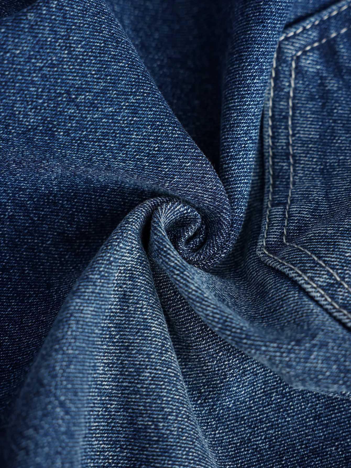 Mens Summer Denim Shorts with a Blue Retro Texture. The style is simple casual and street-style. T250603