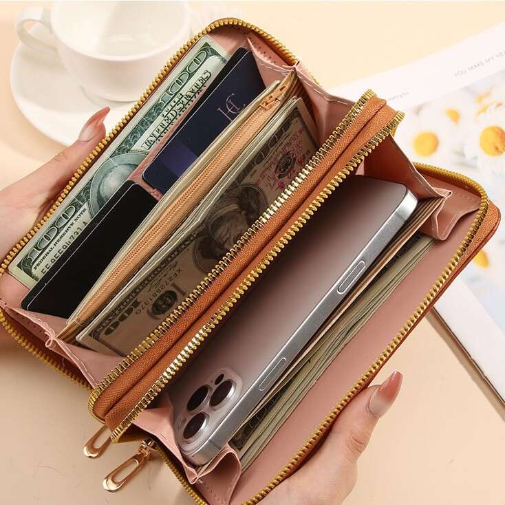 New Women's Wallet Handbag High-end Double Zipper Clutch Fashion Cute Large Capacity Coin Purse Phone Bag