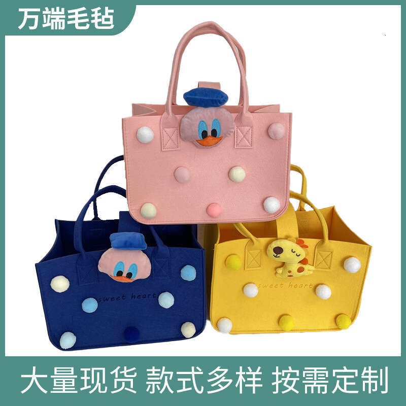 New Cute Handbag Hundred Days Banquet Gift Tote for Girls DIY Felt Cartoon Bag