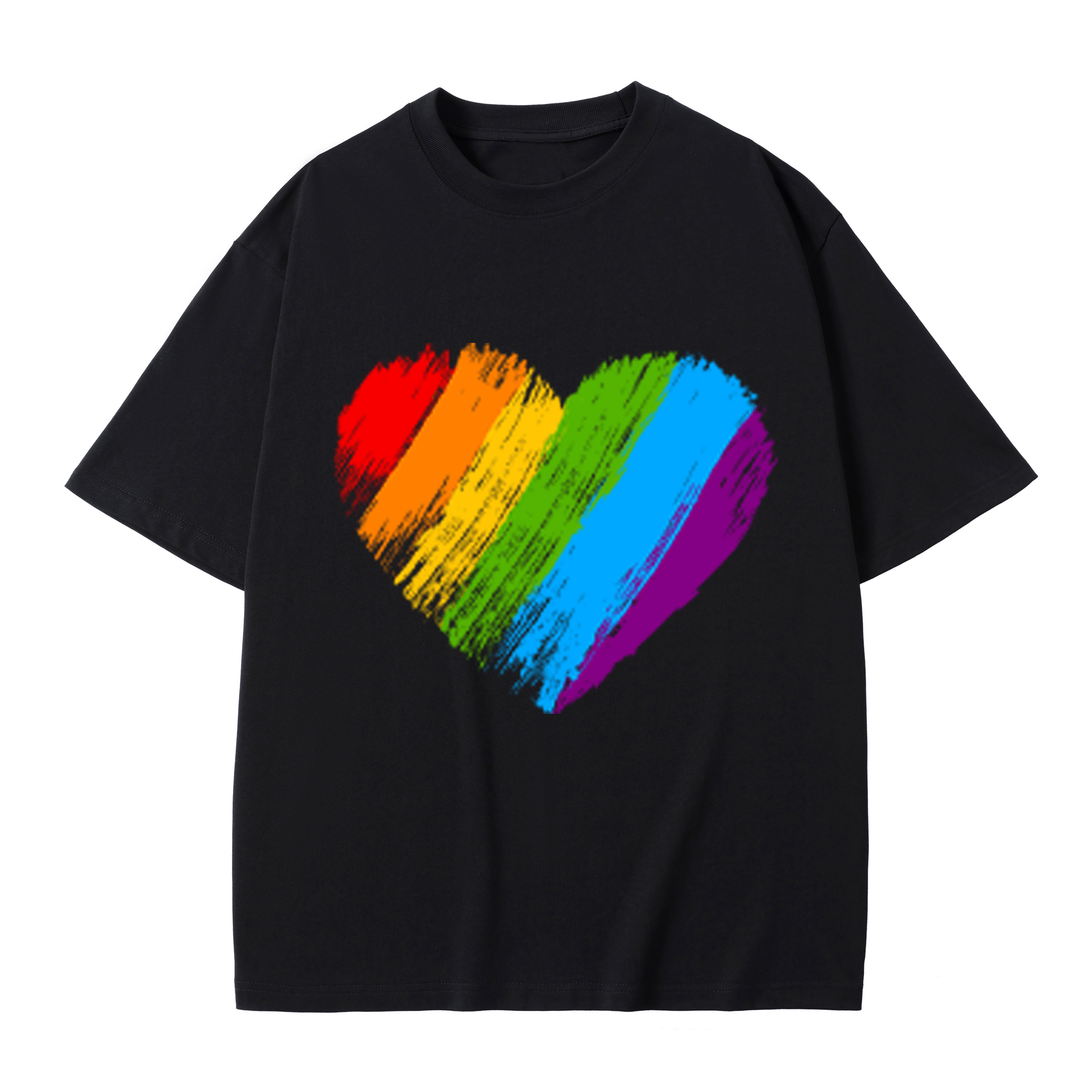 T-shirt men's top designer cotton T-shirt Rainbow Love short sleeved clothing high-quality fashionable T-shirt BROADTRUE