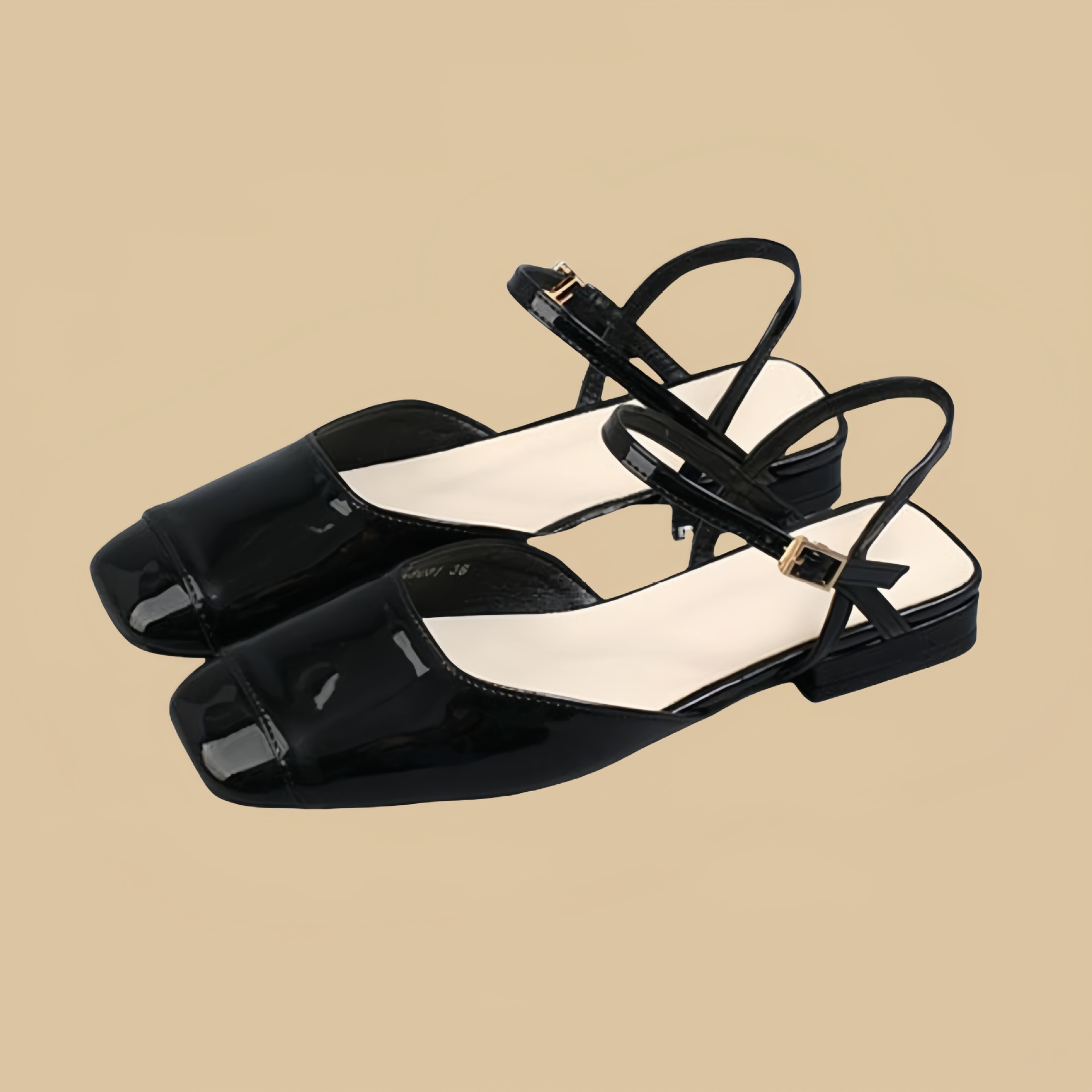 Style Square Toe Dress Sandals Women, Outdoor Wear, 2025 New Summer One-Strap French Flat Shoes for Women