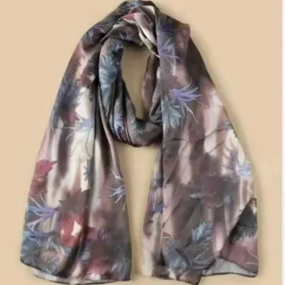 Silk print premium marble watermark flower scarf W250602
