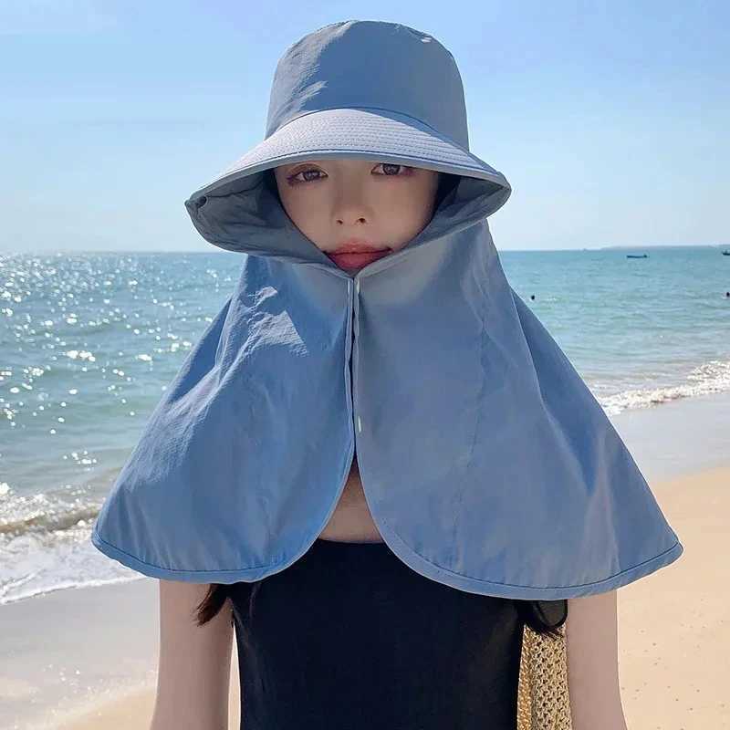 Summer for Women Outdoor UV Anti Neck Protection Sun Visors for Fishing Hiking Big Brim Shawl Sunscreen Fisherman Cap W250602
