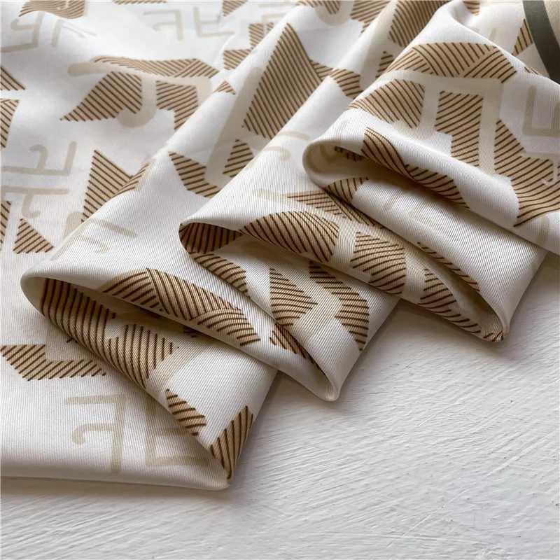 Luxury Design 90X90cm Silk Scarf Square Scarves Women Large Bandana Foulard Ribbon Hairband Headband Travel Neckerchief Wraps W250602