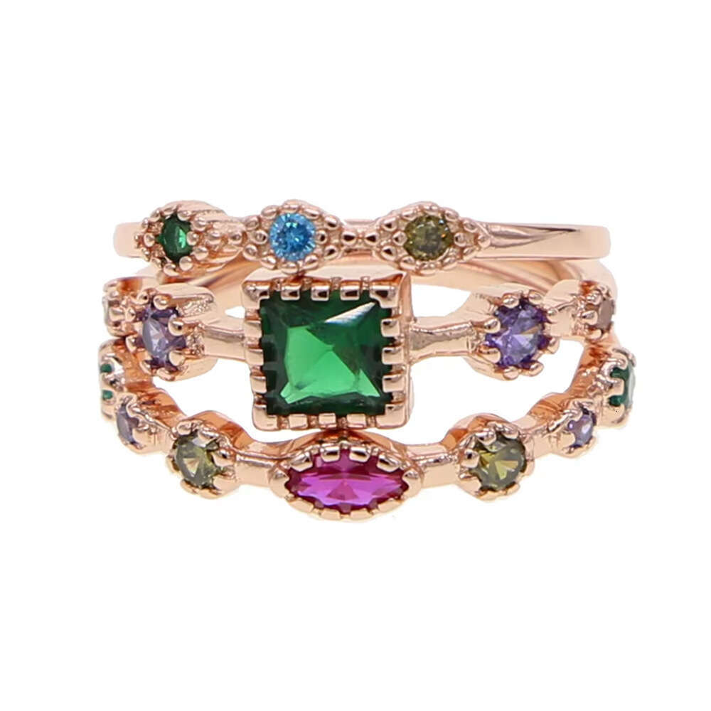 New Creative Zircon Stacking Four-Ring Set Fashionable Diamond-Studded Ring for Women Internet Celebrity Accessory