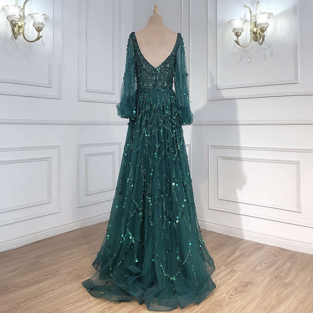 New Gold Heavy Beaded Luxury Evening Sexy Socialite Aura Queen Long Dress Yq7109 B5