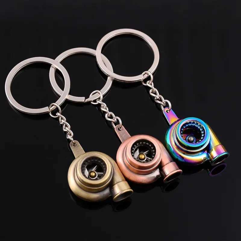 Mini Turbo Turbocharger Keychain Spinning Turbine Key Chain Ring Keyring Keyfob Car Keyring Car Interior Accessories XJ250602