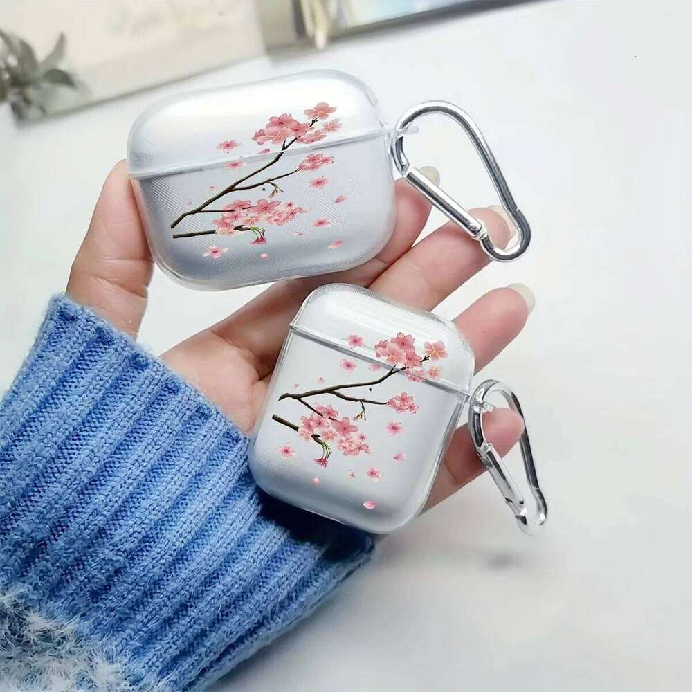 Fashion Cherry Blossoms Pro/Pro2 TPU Clear Soft Protective Cover For 3/4 Protector With Keychain Case