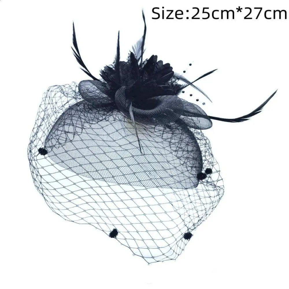 Bride Headwear hat Veil Wedding Hair Accessories Flowers Feather Mesh Veil Face Cover Multi Colors Korea Japan Black White 250530