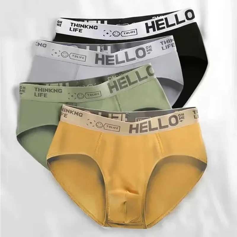 4PCS/set Mens Triangle Pants Breathable Antibacterial Open Crotch Underpants Big Fat Boys Teenagers Hipster Students Loose Shorts W250603