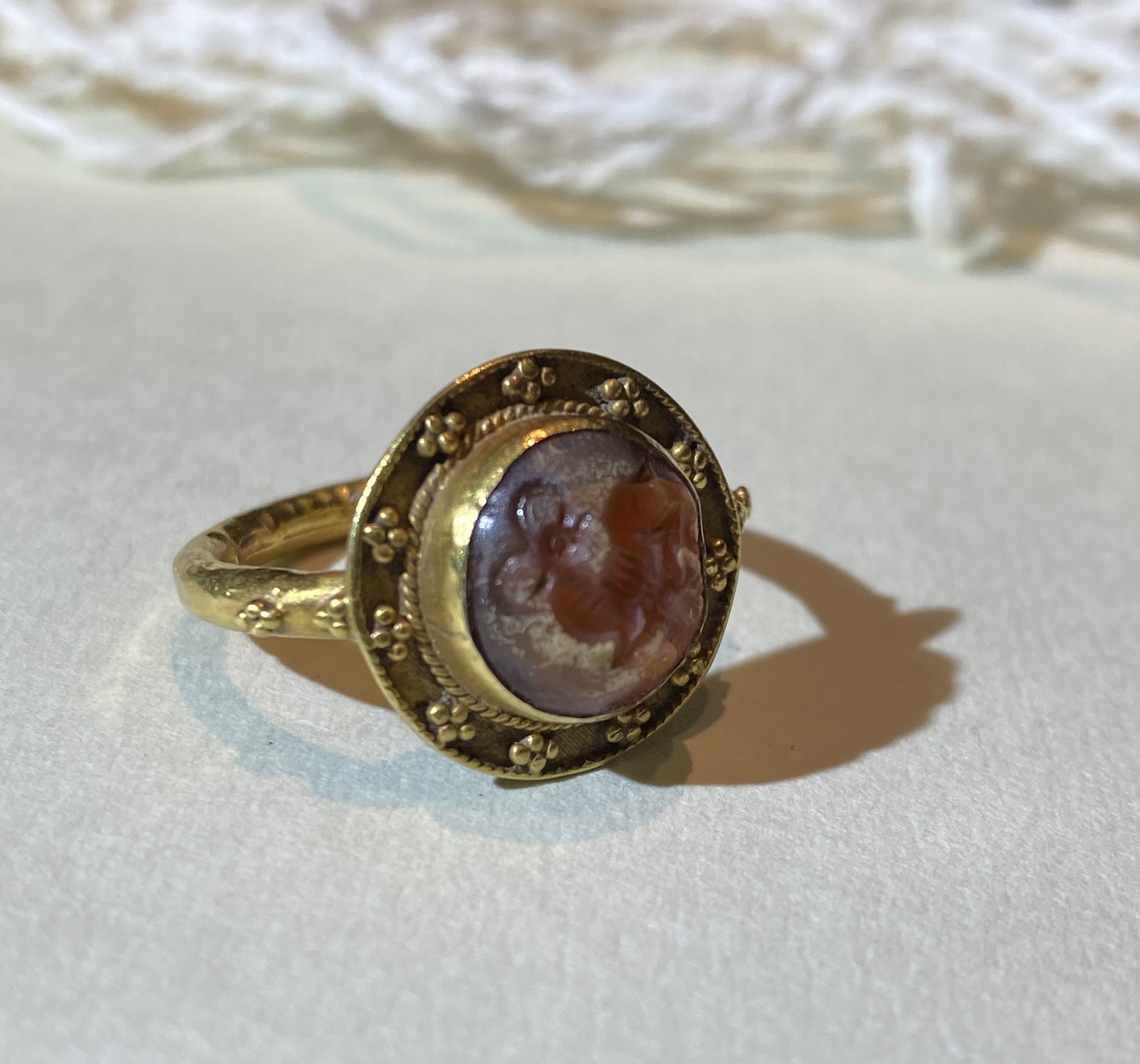 Sassanian Era Antiquity Signet Ring with Historical Symbolism