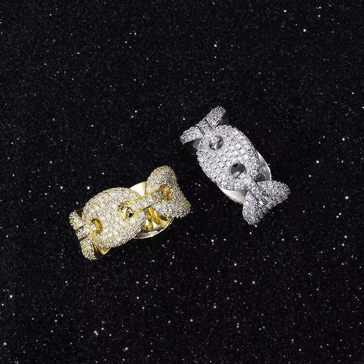 RTS Moissanite Diamond Ring Pass Diamond Tester Hip Hop Rings 925 Sterling Silver Gold Plated Fine Jewelry Rings for Men Women