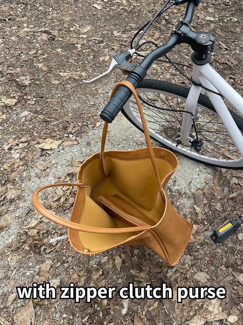 Simple Large Capacity Womens Shoulder Bags Retro Solid Color Pu Leather Ladies Tote Shopping Bag Fashion Casual Female Handbag W250602