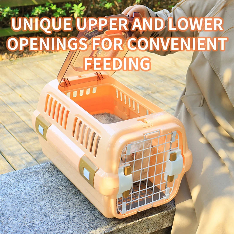 Outdoor Portable Cat Box Large Capacity Pet Aviation Box Cats Transport Cage Breathable Solid For Dog Cat 250526