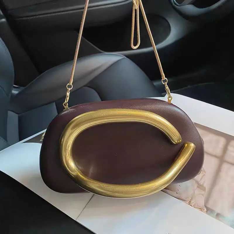 Gold Metal Closure Box Clutch Bag Women Evening Wedding Party Cute Purse Bag Handbag Dark Red Beige 2025 Spring New Fashion W250602