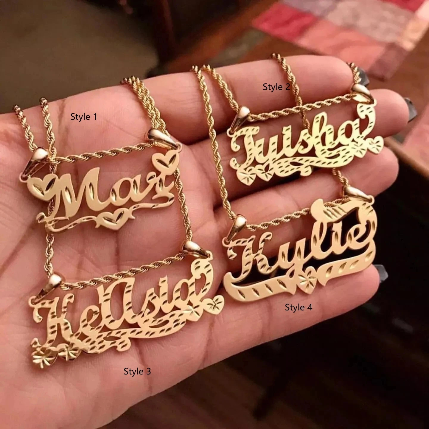 Custom Name Nameplate 18K Gold Pendent Personalized Jewelry Stainless Steel Necklaces For WomenMenChild Christmas Gift 250529