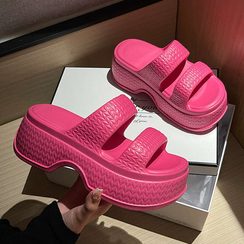 Qidan Shoe Factory Women's Summer Fashion Thick-Soled Height-Increasing Indoor Non-Slip Beach Sandals for Home and Outdoor Wear