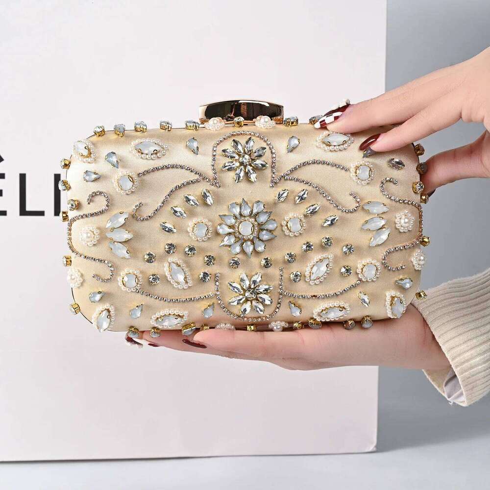 Shoulder Rhinestone Women Clutch Evening Bags With Dia Pearls Beads Messenger Handbag Phone Bag for Party