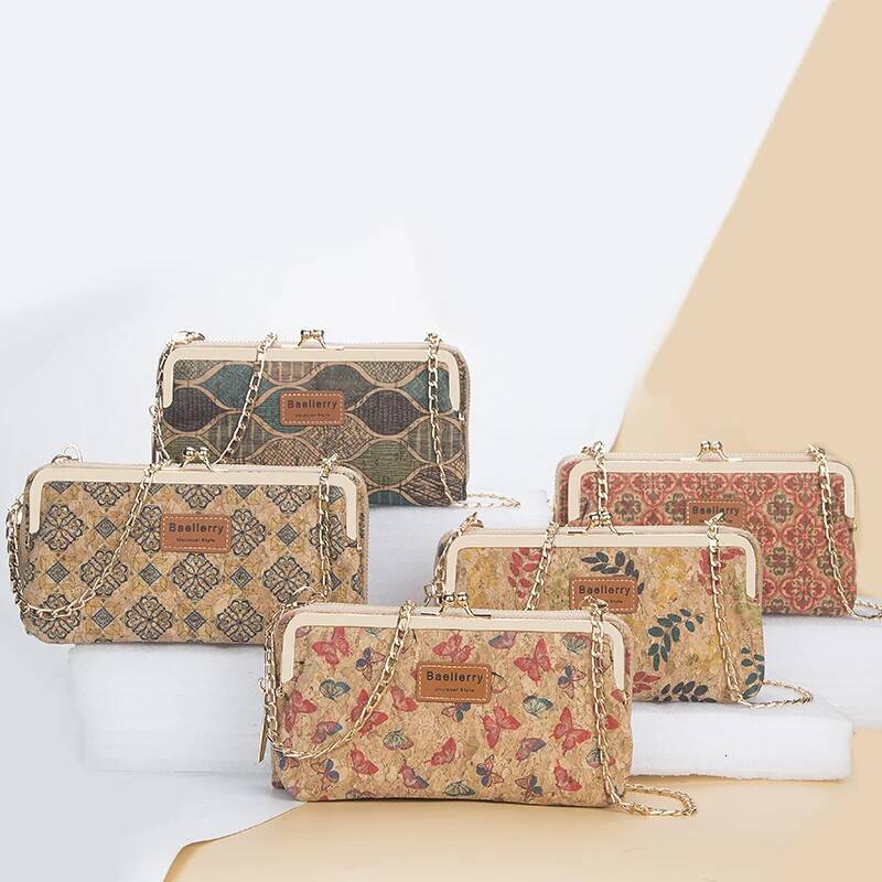 2025 new fashion new designer women's wallet wood grain chain long high-quality phone holder classic women's wallet zipper wallet mini shoul