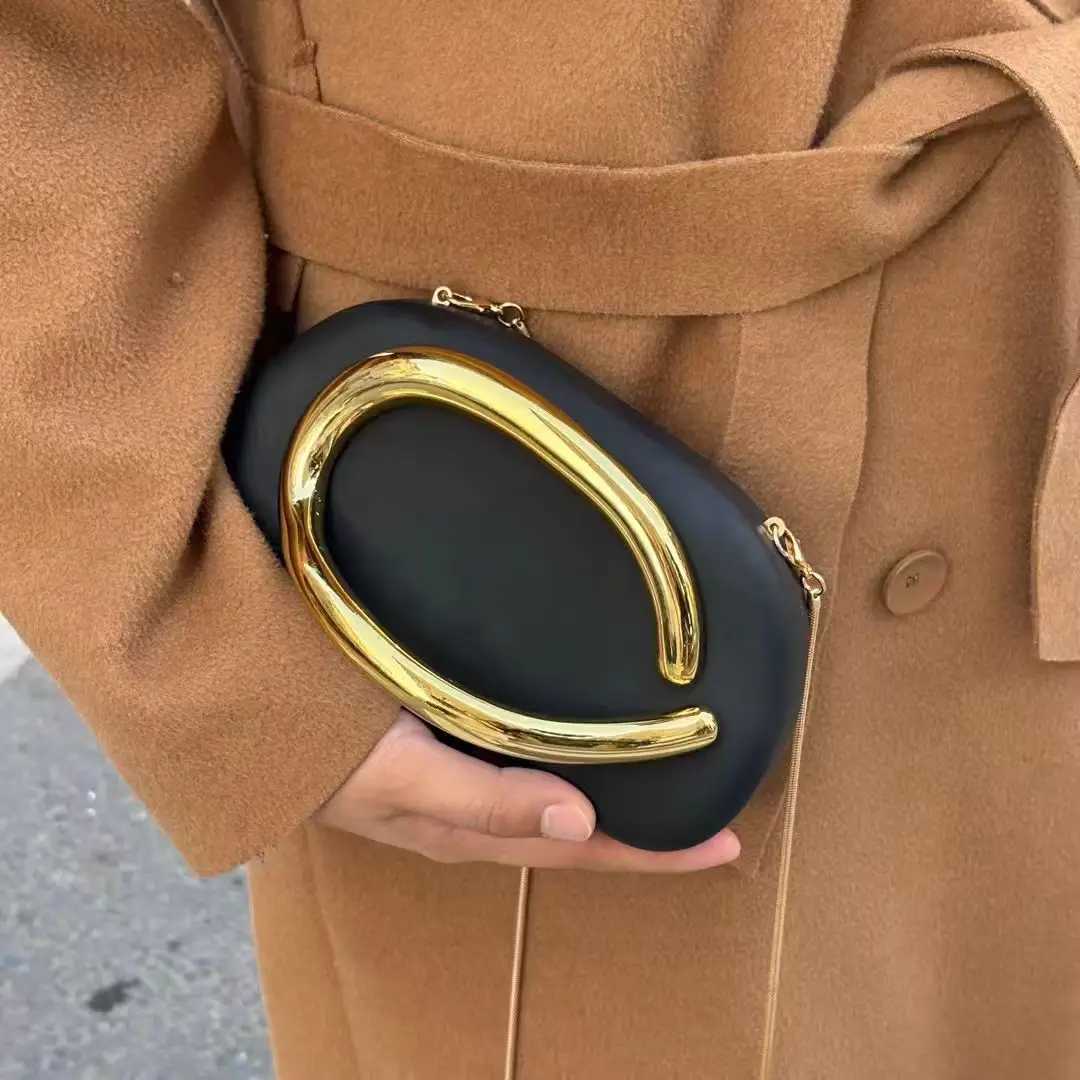 Gold Metal Closure Box Clutch Bag Women Evening Wedding Party Cute Purse Bag Handbag Dark Red Beige 2025 Spring New Fashion W250602