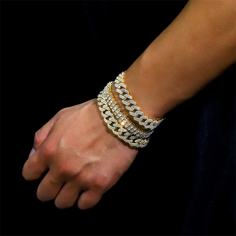 Iced Out 8mm Bracelet Fashion Delicate Cuban Chain Bling Gold Silver Color Trendy Exquisite Jewelry Women Hip Hop 250530