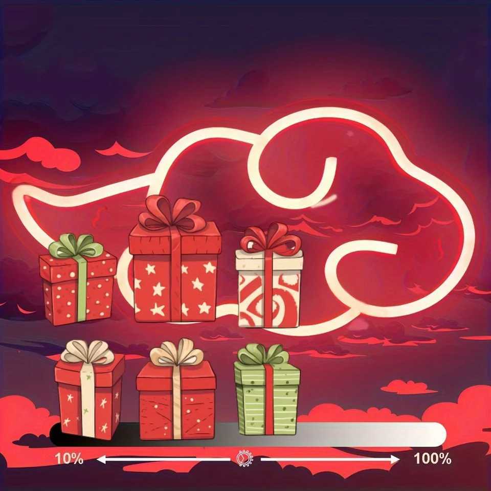 Anime Neon LED Red Cloud Neon Wall Decor Dimmable Game Neon Wall Sign USB Night Light for Bedroom Game Room Man Cave Party XJ250602