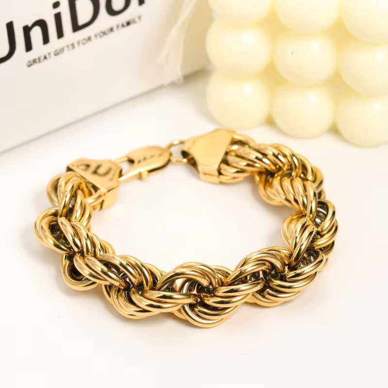 Hip Hop Custom Bijoux Homme 10mm Twist Heavy Chunky Big Gold Plated Rope Chain 925 Silver Jewelry Men Bracelet